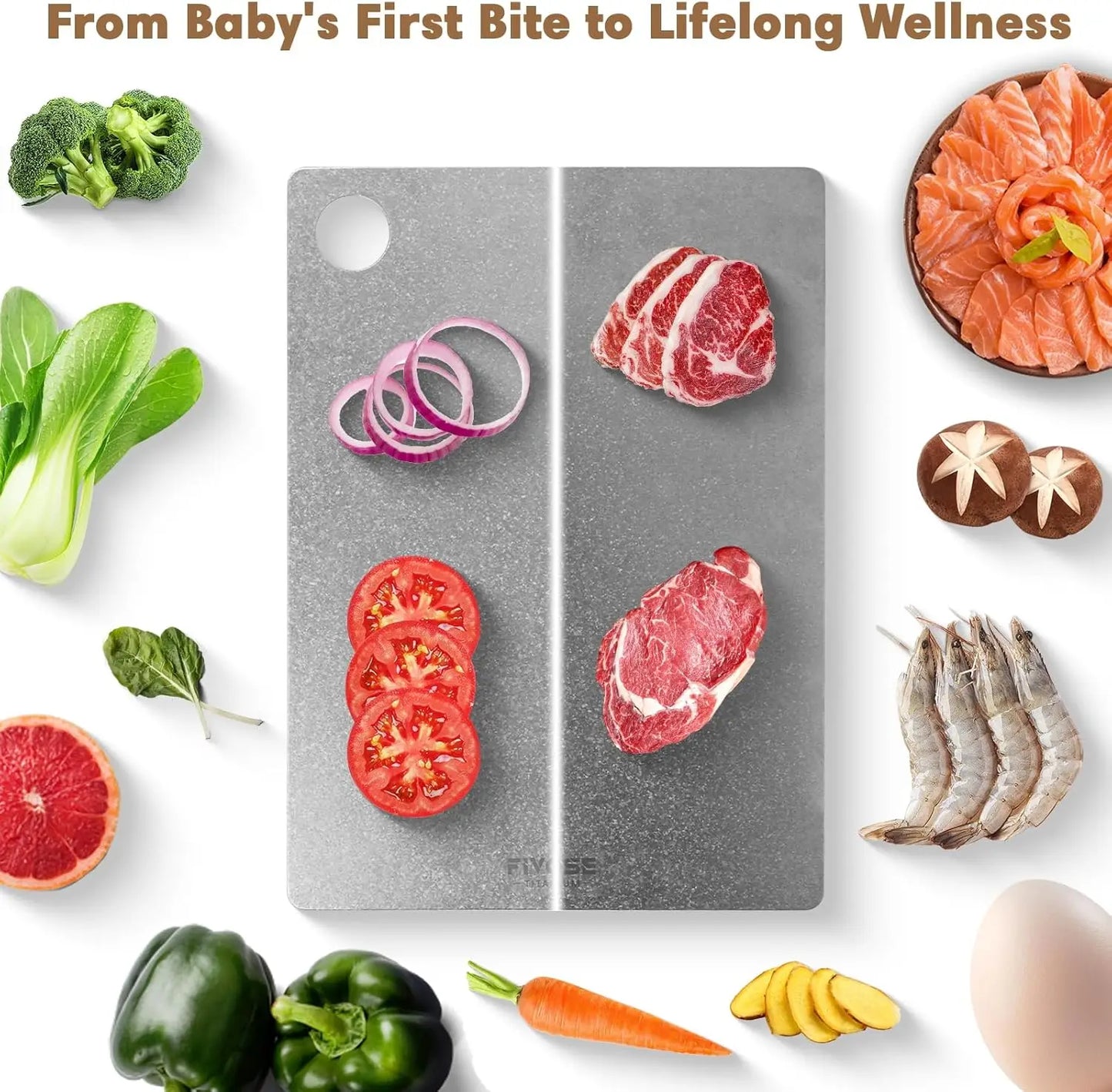 Pure Titanium Cutting Board 15"x10" 0.08“Th– Dishwasher Safe Non-Toxic Cutting Board, for All Ages, Double-Sided for B