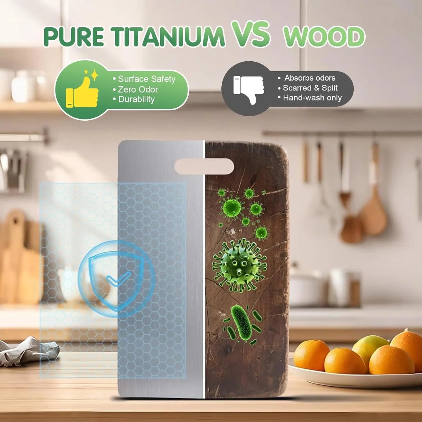 Katuchef Titanium Cutting Board, 2026 New 100% Pure Titanium Cutting Boards for Kitchen, Titan Cut Pro Non Toxic Double