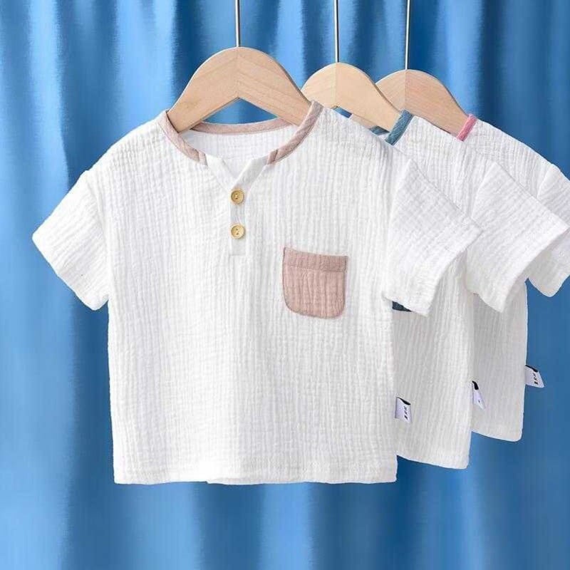 Breathable Half Sleeve Cotton-Linen Top for Kids