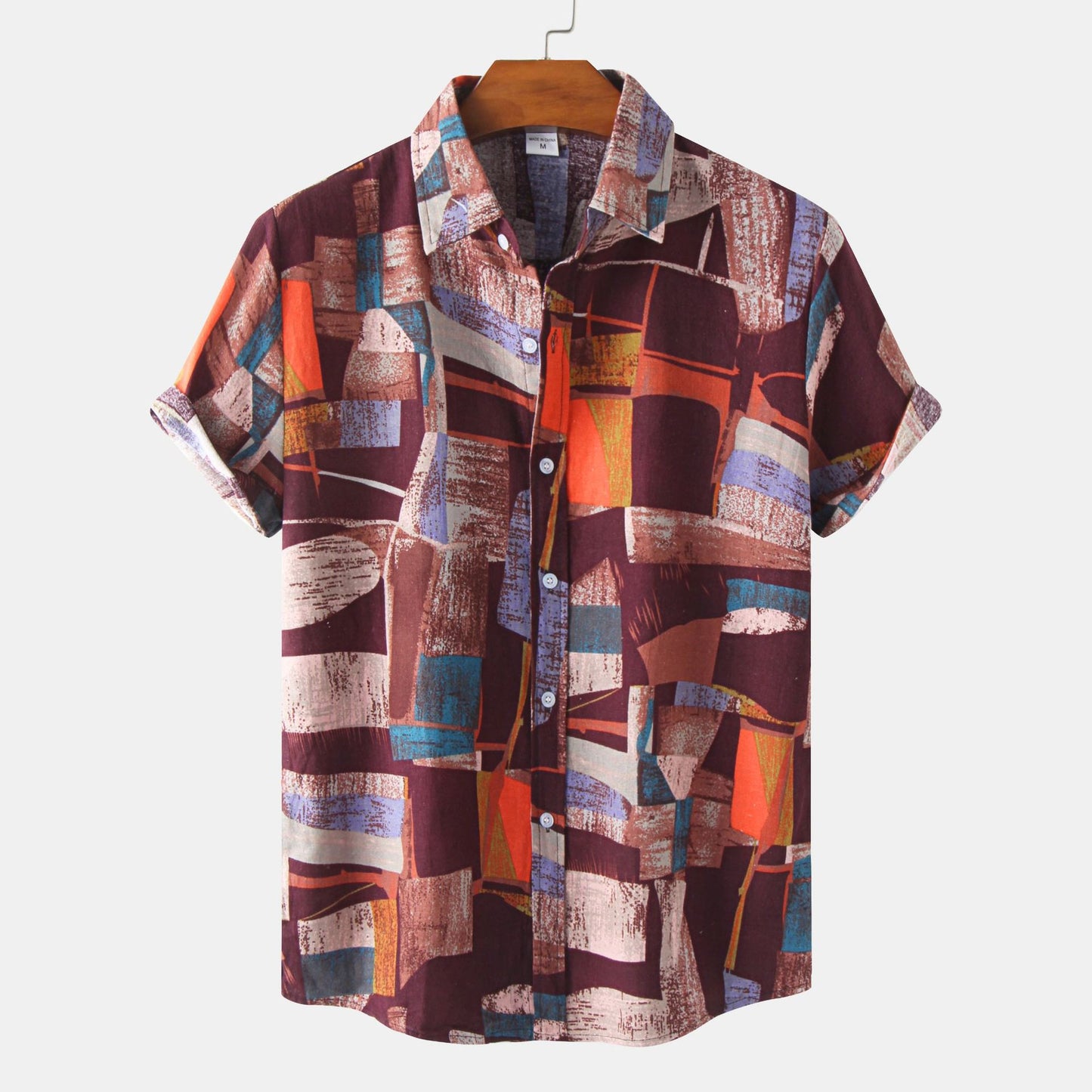 Men's Casual Cotton-Linen Short Sleeve Shirt