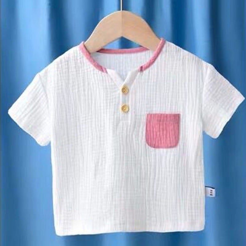 Breathable Half Sleeve Cotton-Linen Top for Kids