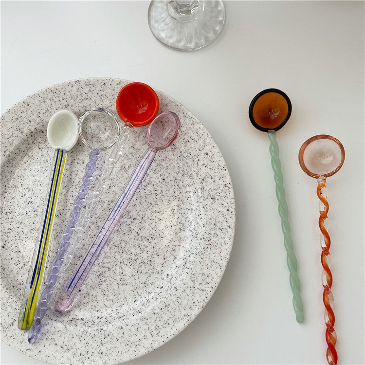 Colored Glass Spiral Coffee Stirring Spoon