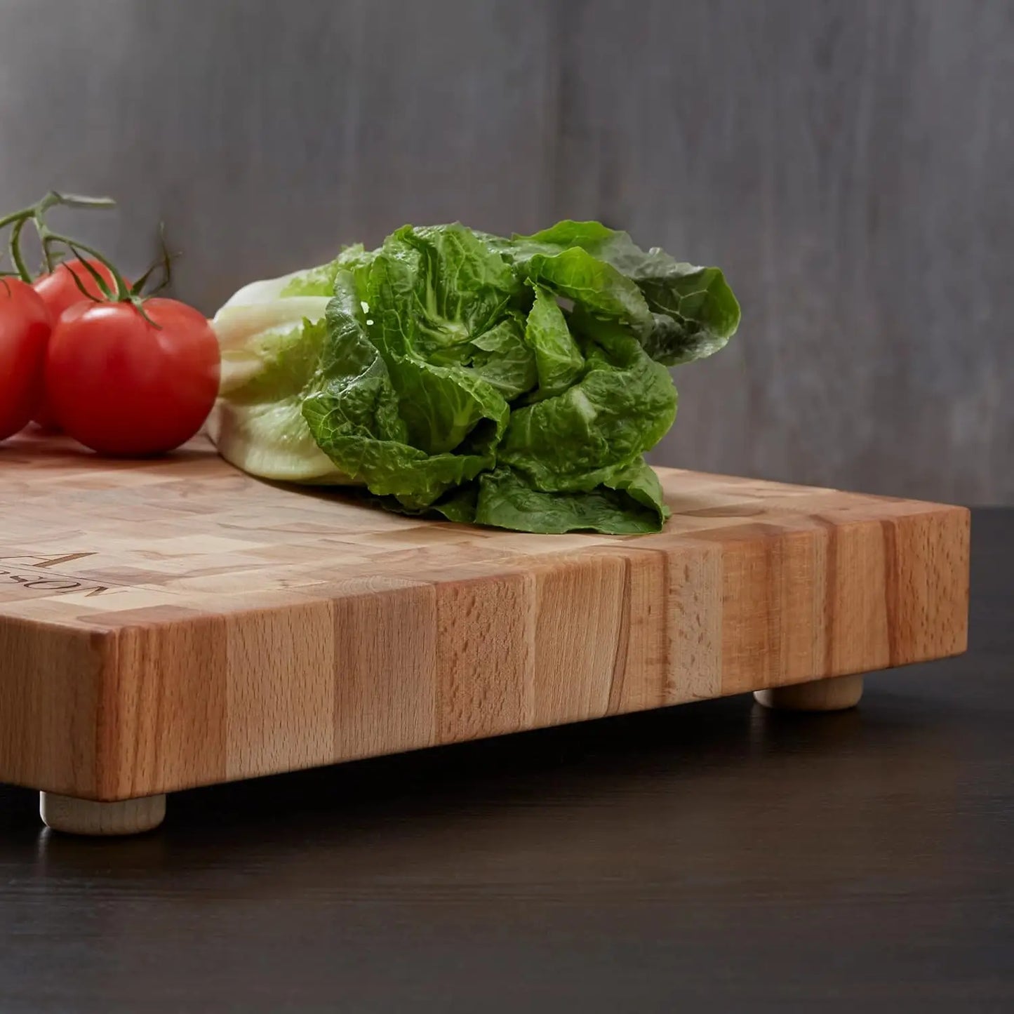 Premium Wooden Cutting Board 16x18x1.75 - Handcrafted North American Hardwood End Grain with Feet - Charcuterie/Wedding