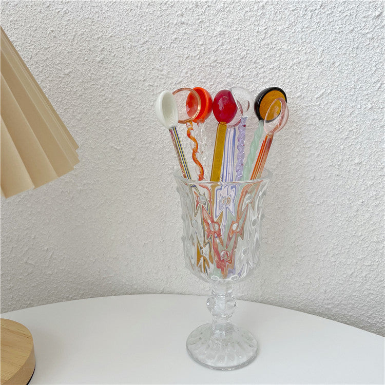Colored Glass Spiral Coffee Stirring Spoon