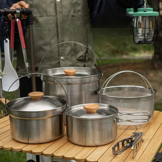 Steel Cookware Outdoor Camping Stainless Cookware Set