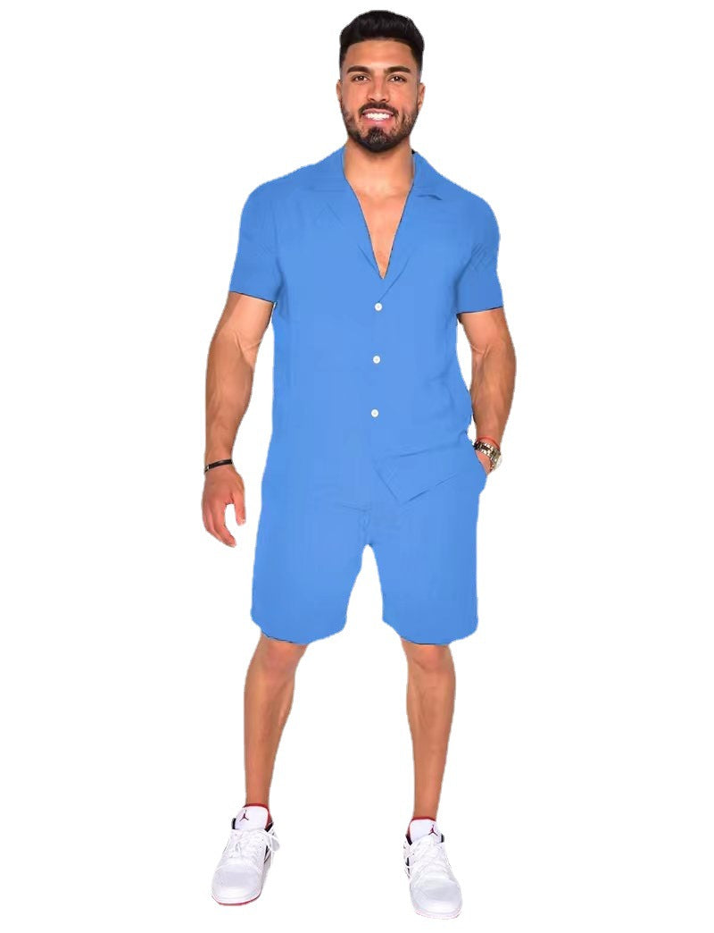 Men's Cotton Linen Summer Set - Hawaiian Style