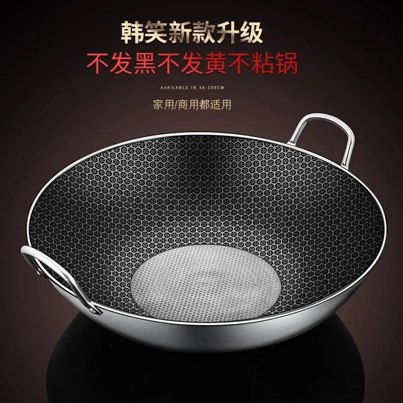 Non Stick Wok Pan Cookware 75cm Large Commercial Carbon Steel Wok Stainless Steel Pots and Pans NM393