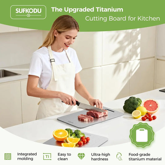 Titanium Cutting Board Set of 3, Titanium Cutting Boards for Kitchen, 100% Double-Sided Titanium Cutting Boards, Separat