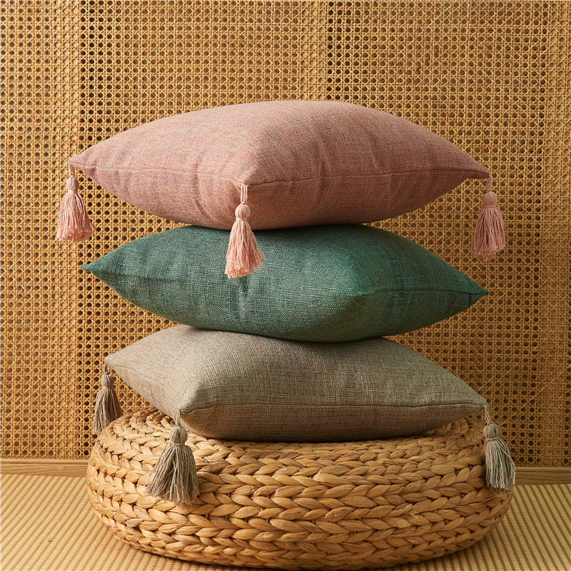 Amazon Cotton Linen Tassel Throw Pillow Cover