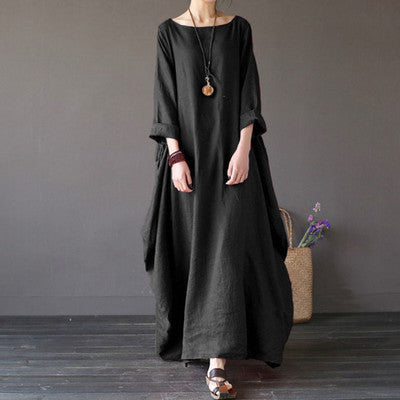Loose Plus Size Cotton Linen Maxi Dress