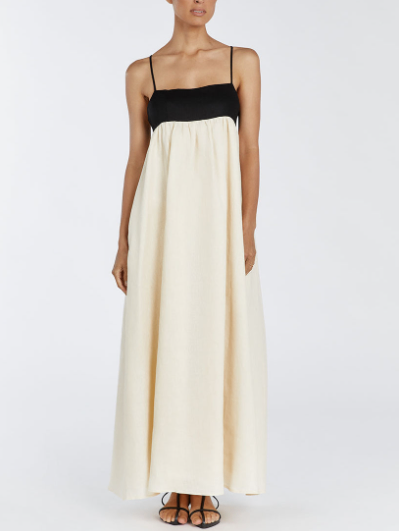 Casual Patchwork Cotton-Linen Maxi Dress for Vacation