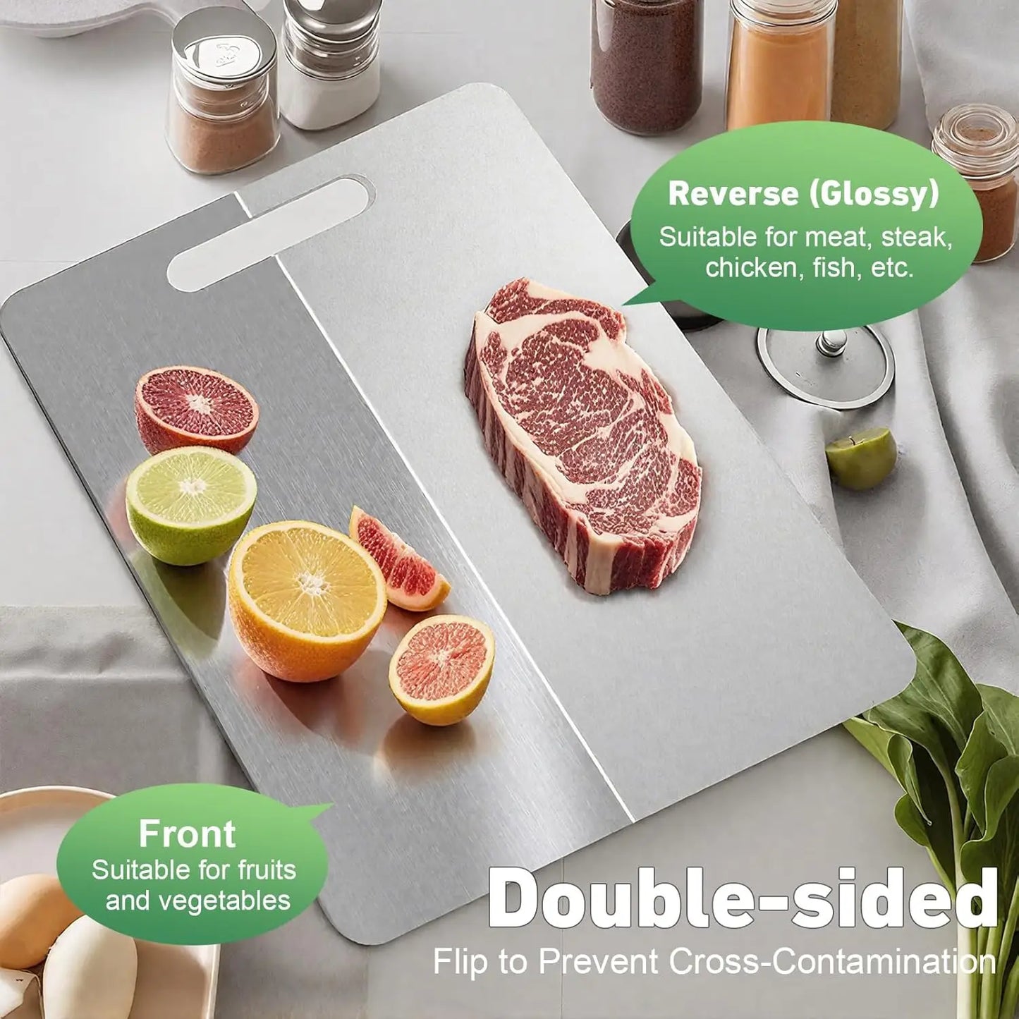 Katuchef Titanium Cutting Board, 2026 New 100% Pure Titanium Cutting Boards for Kitchen, Titan Cut Pro Non Toxic Double