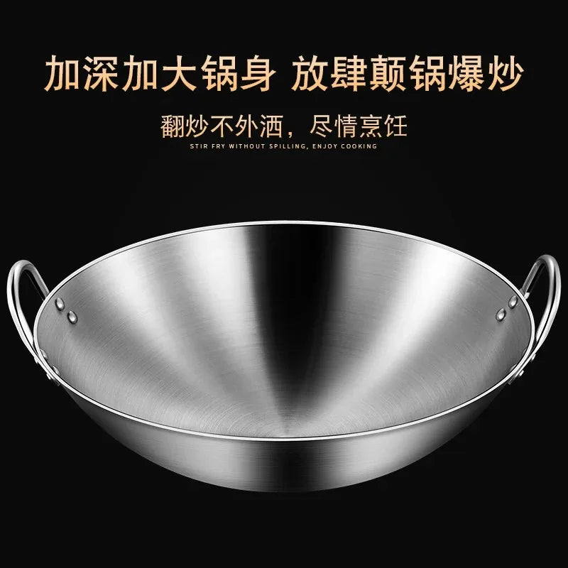 Non Stick Wok Pan Cookware 75cm Large Commercial Carbon Steel Wok Stainless Steel Pots and Pans NM393