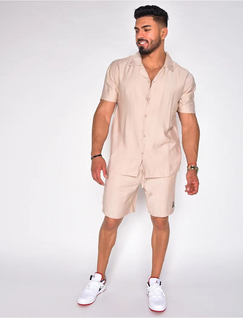 Men's Cotton Linen Summer Set - Hawaiian Style