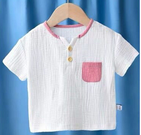 Breathable Half Sleeve Cotton-Linen Top for Kids