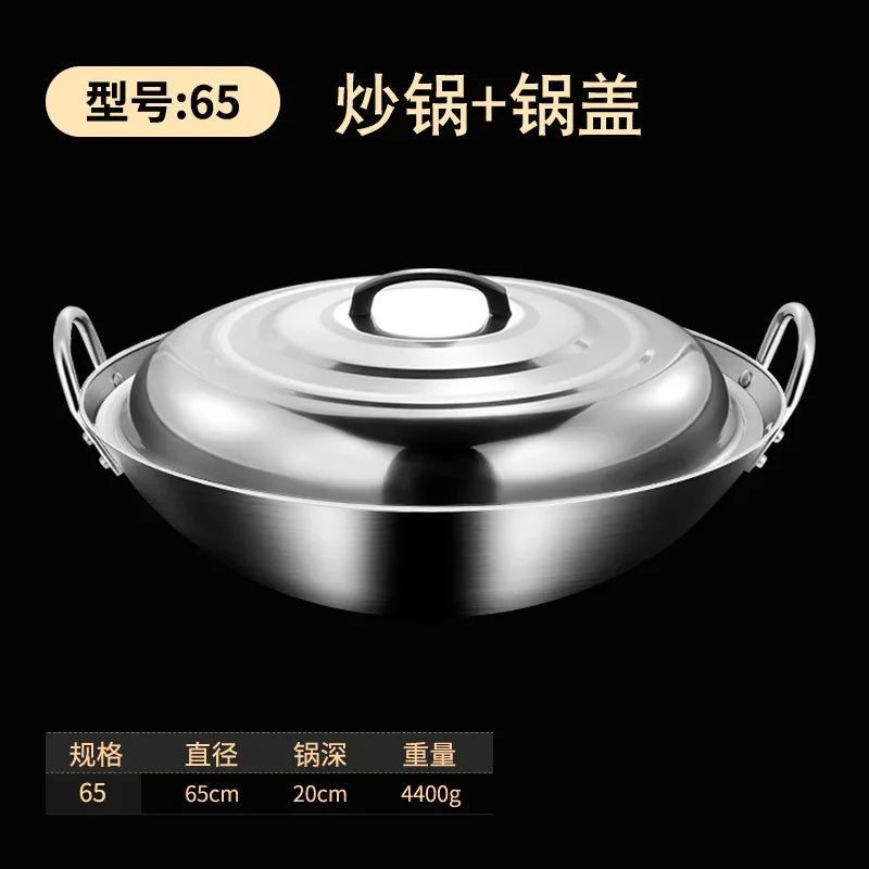 Non Stick Wok Pan Cookware 75cm Large Commercial Carbon Steel Wok Stainless Steel Pots and Pans NM393