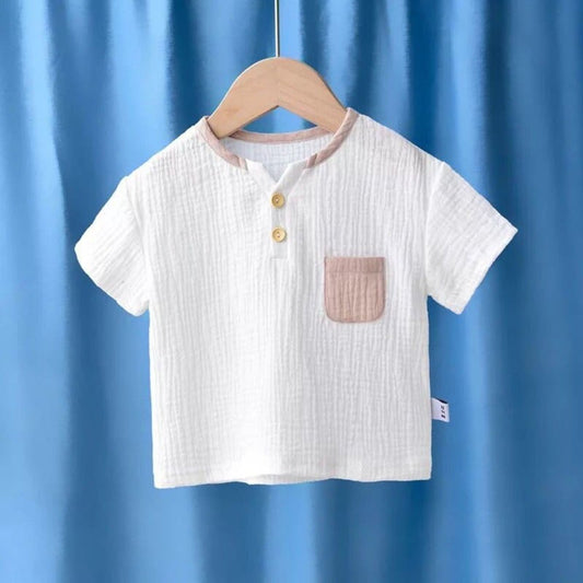Breathable Half Sleeve Cotton-Linen Top for Kids