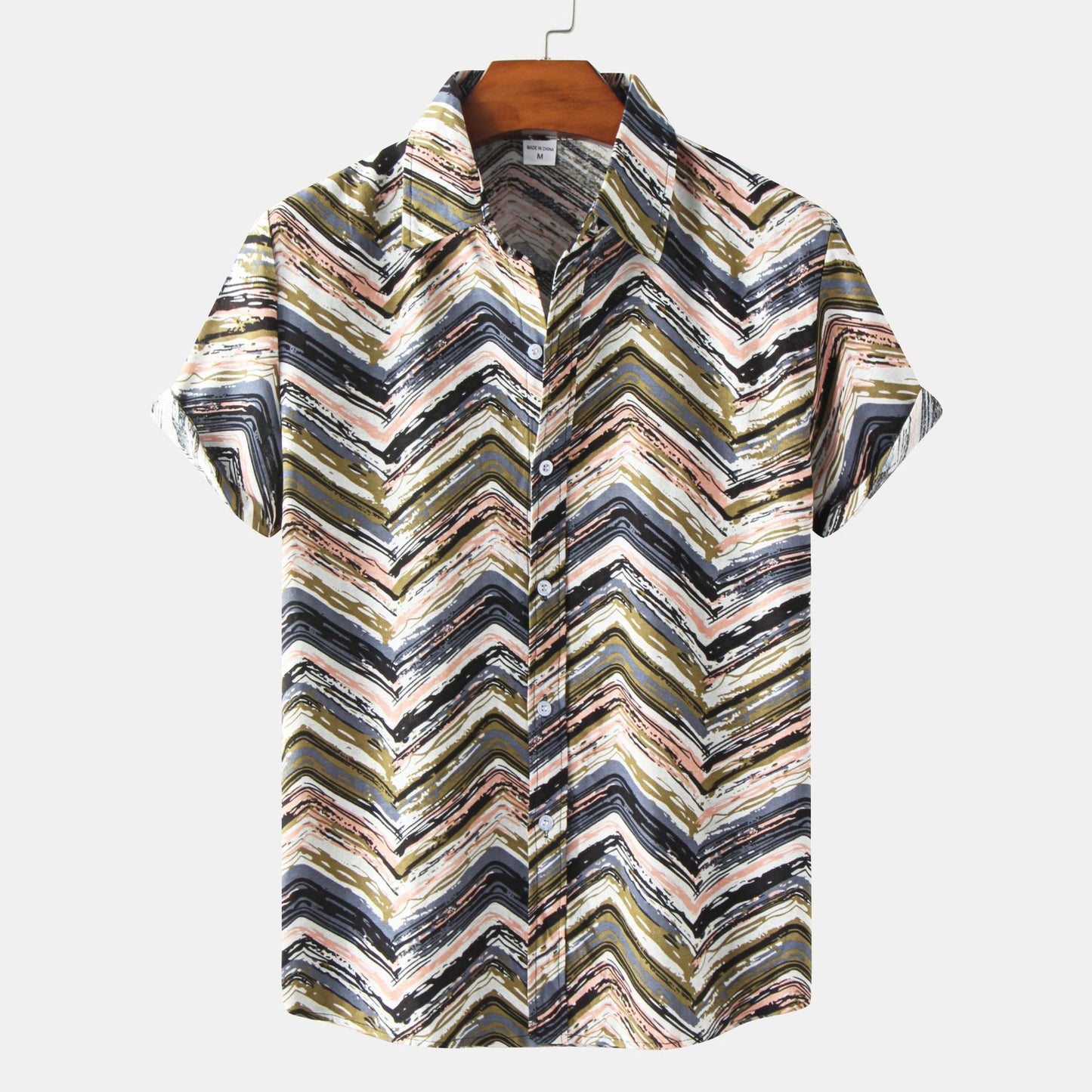 Men's Casual Cotton-Linen Short Sleeve Shirt