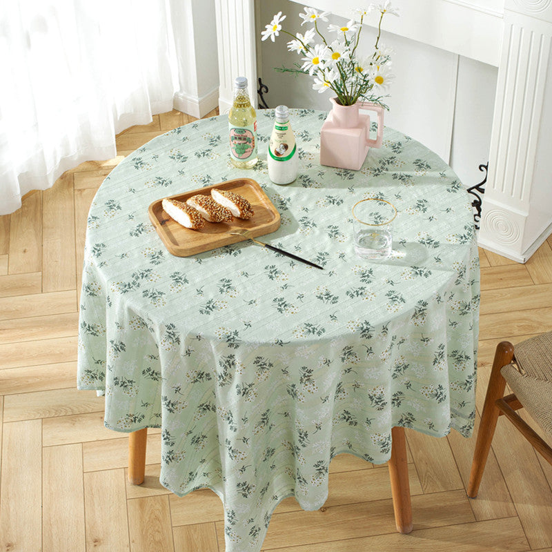 Yellow Daisy Floral Rectangular Tablecloth (Cotton/Linen)