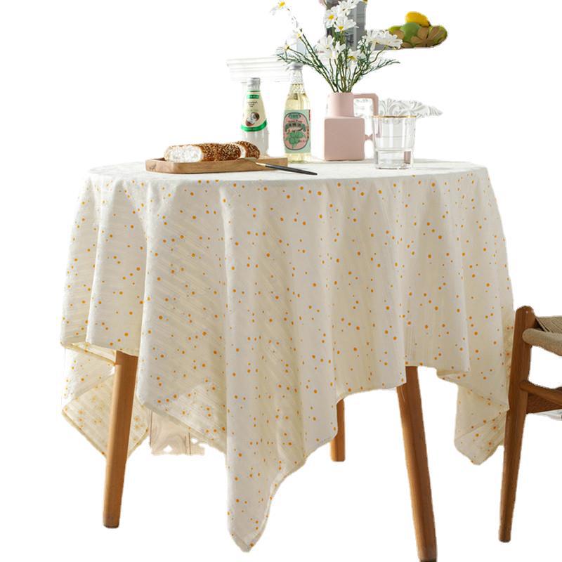 Yellow Daisy Floral Rectangular Tablecloth (Cotton/Linen)