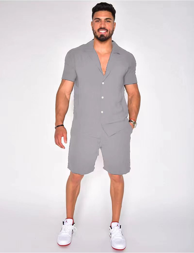 Men's Cotton Linen Summer Set - Hawaiian Style